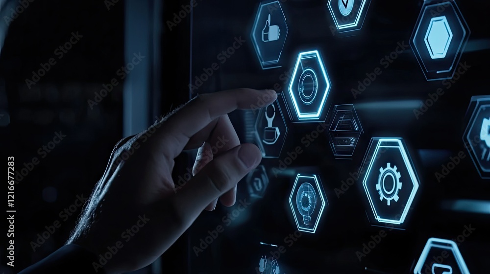 Poster interactive digital interface: futuristic technology and user experience
