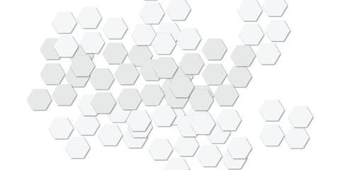 Abstract technology white and grey geometric hexagon shape on transparent background vector.