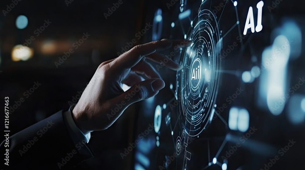 Poster exploring the ai interface: a futuristic technological advancement