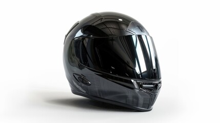 Fototapeta premium Sleek Black Motorcycle Helmet - Modern Design