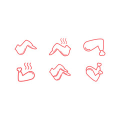 Wing chicken icons set vector illustration.
