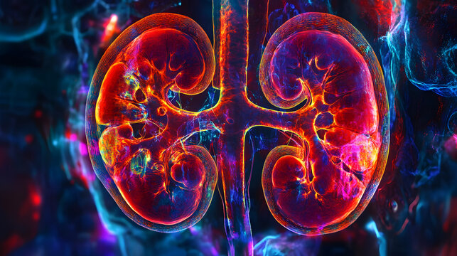 Person acute kidney injury Comprehensive image overview of kidneys showing sudden loss of function