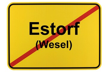Illustration eines Ortsschildes der Gemeinde Estorf (Wesel) in Niedersachsen