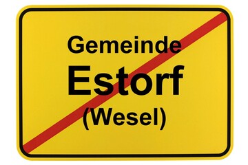 Fototapeta premium Illustration eines Ortsschildes der Gemeinde Estorf (Wesel) in Niedersachsen