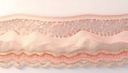 illustration detail of human skin layers, showcasing the epidermis, dermis, and hypodermis as educational media, posters, banners, biology.