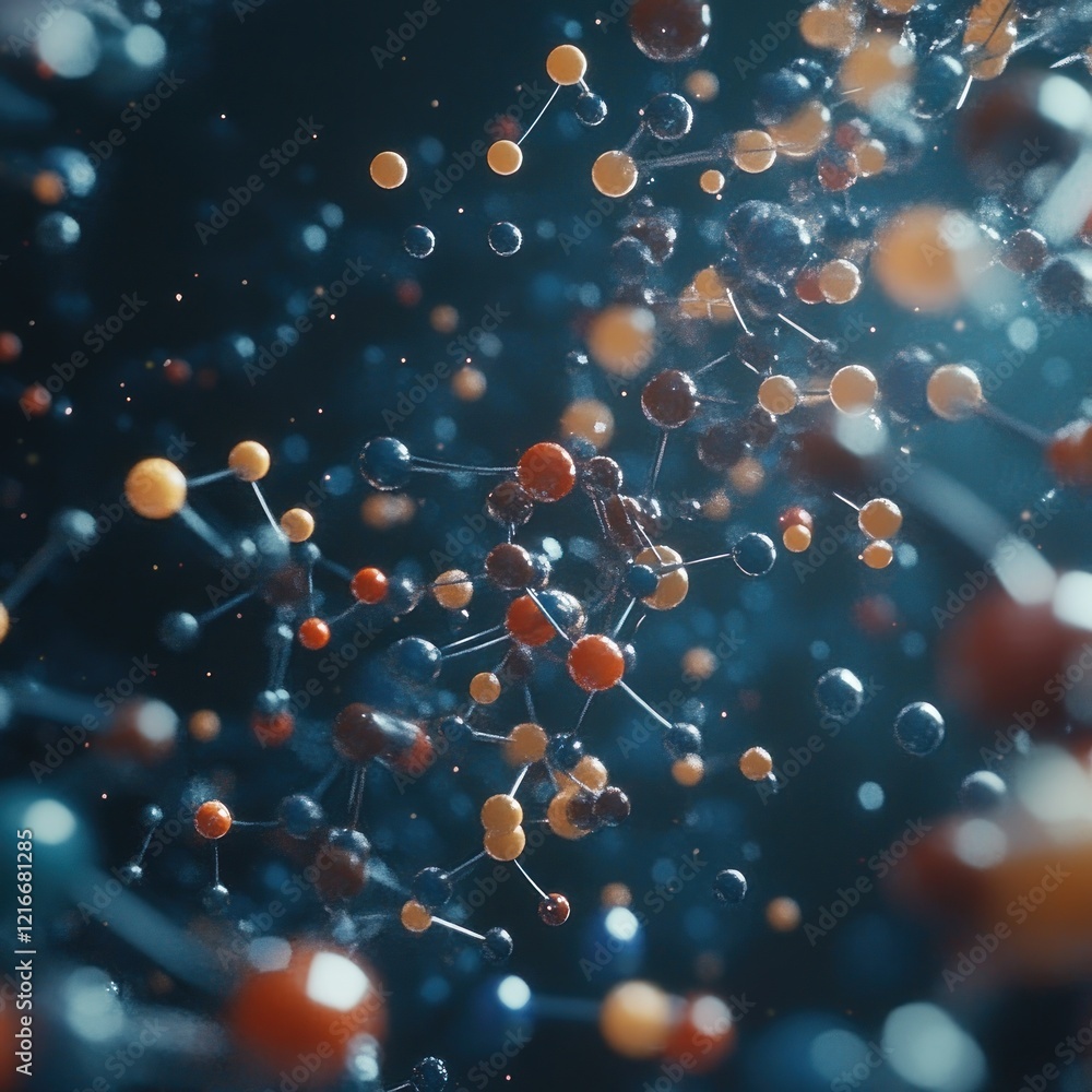 Poster abstract molecular structure: a symphony of color and connection