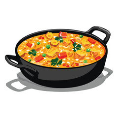 elegant illustration of vegetable soup in a pot