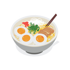 Japanese ramen noodle soup illustration. (Japanese food) 