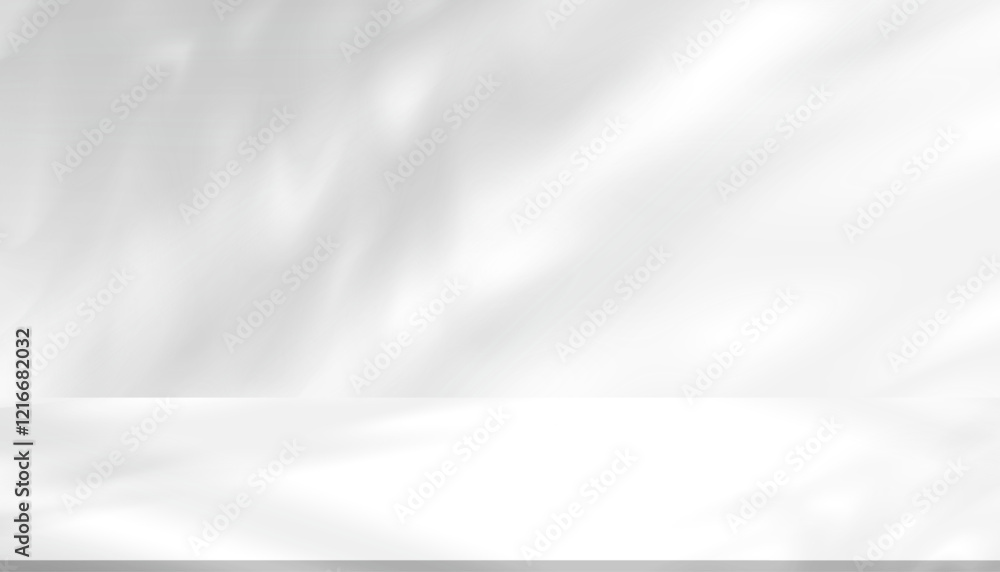 Aufkleber white background,grey wall studio background with abstract light texture on table top for cosmetic p