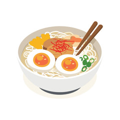 Japanese ramen noodle soup illustration. (Japanese food) 