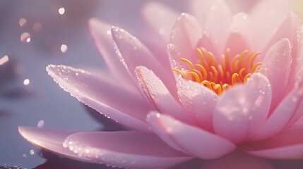 Fototapeta premium Close Up of a Water Lily with Dew Drops