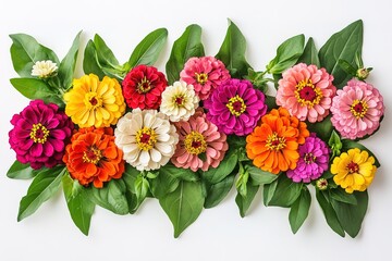 Obraz premium Vibrant Zinnia Bouquet: A Burst of Colorful Summer Blooms macro image bright garden floral nature 