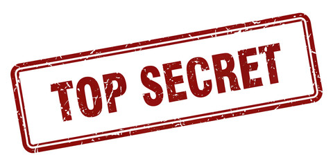square grunge red top secret stamp on transparent background