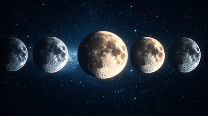 Obraz premium A series of images of the moon in different stages of its cycle