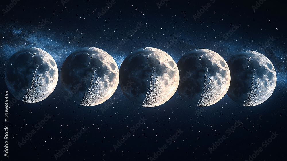 Poster a series of images of the moon in different stages of its cycle
