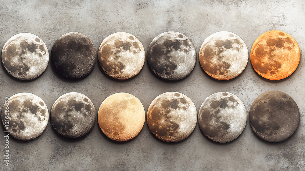 Aufkleber a series of images of the moon in different stages of its cycle