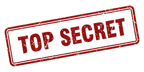 square grunge red top secret stamp on transparent background