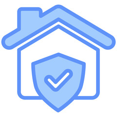 Home Security Icon Outline Blue