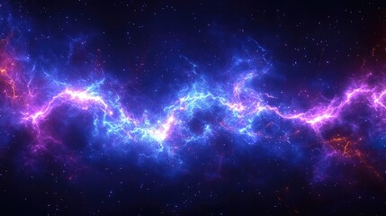Naklejka premium Cosmic Nebula Swirling Clouds of Blue, Pink, and Purple