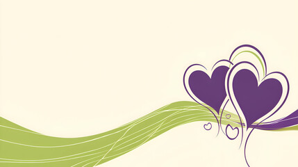 Gradient Valentines card mixing lime green, violet, and cream, swirling heart silhouettes, and pristine copy space for uplifting sentiments.