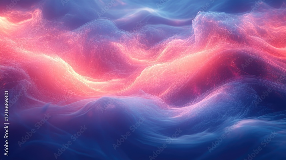 Aufkleber glowing particle waves abstract digital art background
