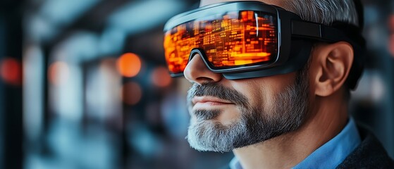 Man wearing futuristic glasses.