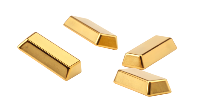 Golden ingot bars, symbolizing wealth, investment, and success in finance and banking