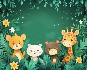 An inspiring World Wildlife Day concept with animals in a lush green environment, offering clear copy space for messaging about wildlife conservation and environmental protection
