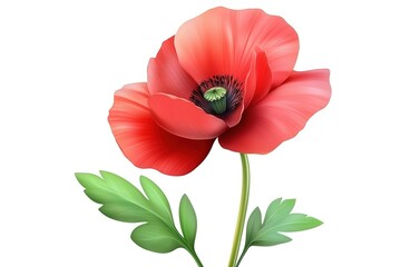 Naklejka premium Vibrant Red Poppy Flower Close-Up: Nature's Beauty in Bloom, Exquisite Botanical Detail, Perfect for