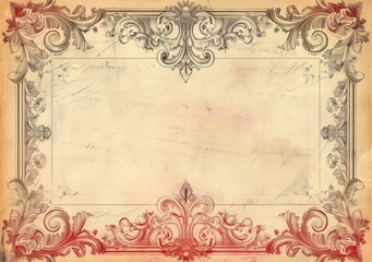 blank empty vintage certificate border frame ancient brown old paper dirty