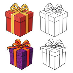 A Colorful Gift Boxes vector illustration with white background 