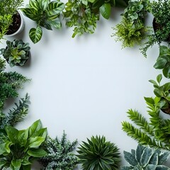 Naklejka premium Top view of plants on table