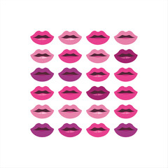 set of lips Vector Design Pack for Beauty and Romantic Themes Icons on white background