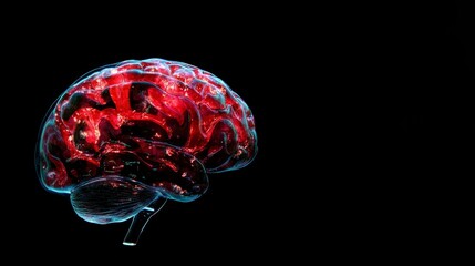 3d glowing brain model illustrating rem sleep activity with luminous neural connections, set against a minimalistic background with empty space for text



