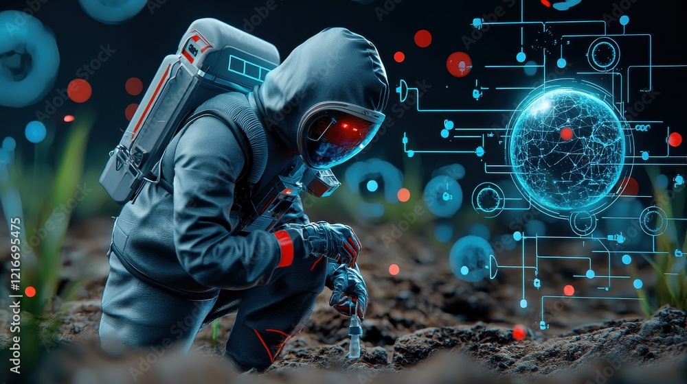 Aufkleber cinematic virus outbreak visualization in standard format sci-fi environment digital content futuris