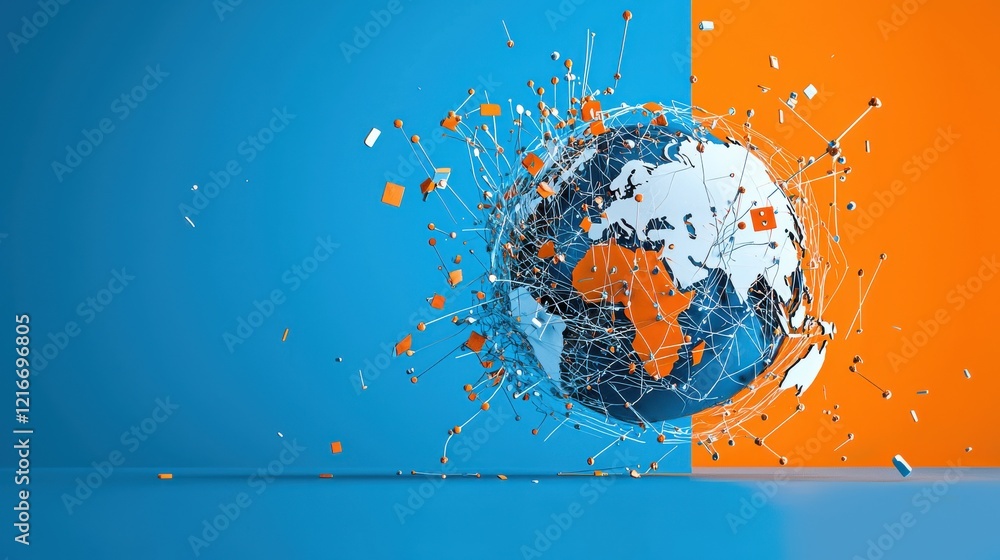 Aufkleber Spreading virus across the globe a creative visualization of contagion dynamics digital art global environment abstract concept