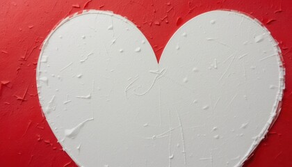 White heart textured red background Valentine's Day card