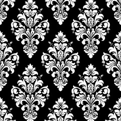 Fototapeta premium seamless pattern elegant damask grunge vintage black and white retro luxury classic