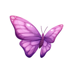 Purple butterfly on white background. Colorful winged insect, moth. Vector isolated element