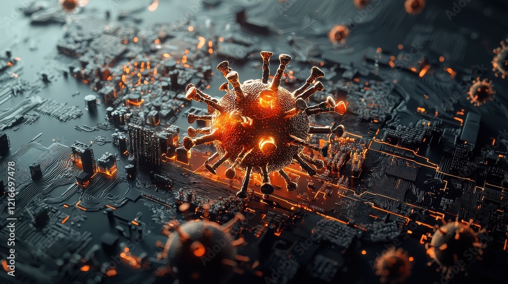 Poster global virus spread mapping dark-themed world visualization digital art cyber environment aesthetic 