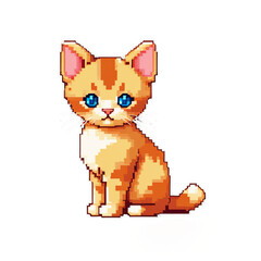 Pixel Baby Cat Retro Game Style