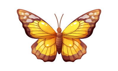 Bright yellow butterfly . Colorful winged insect on white background. Vector isolated element