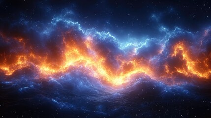 Fototapeta premium Fiery and Icy Nebulae A Cosmic Dance of Color and Light