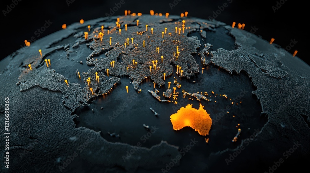 Poster dramatic visualization of earth enveloped by virus symbols global context digital art dark environme