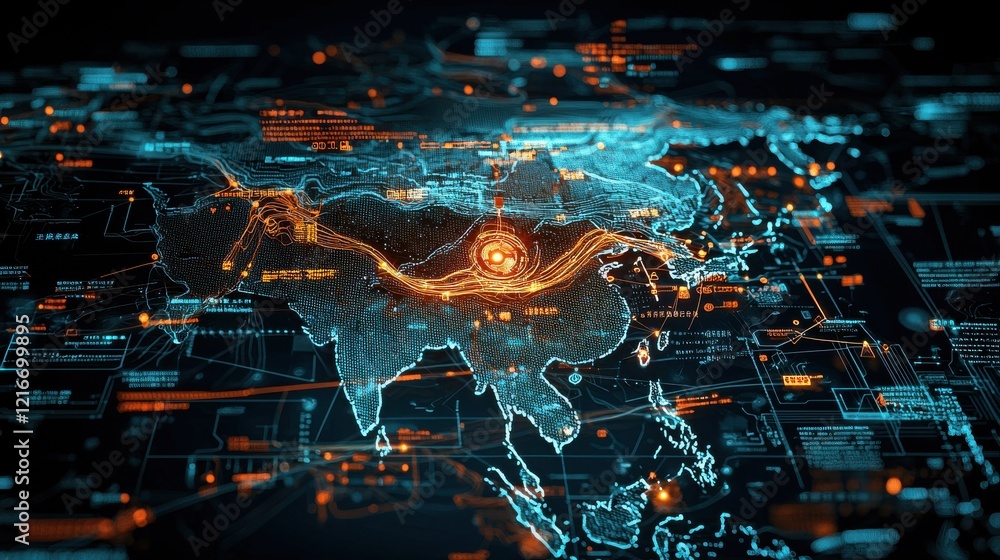 Leinwandbilder Visualizing pandemic hotspots a futuristic data analysis across global regions using interactive maps