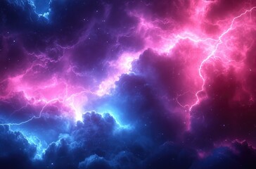 Fototapeta premium Vibrant Pink and Blue Cosmic Nebula With Glowing Energy Streaks