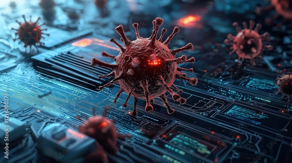 Aufkleber Global virus spread visualization futuristic hologram display digital environment scientific insight