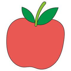 Simple Apple Illustration with Green Leaves