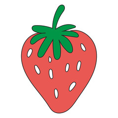 Cartoon Illustration of a Strawberry