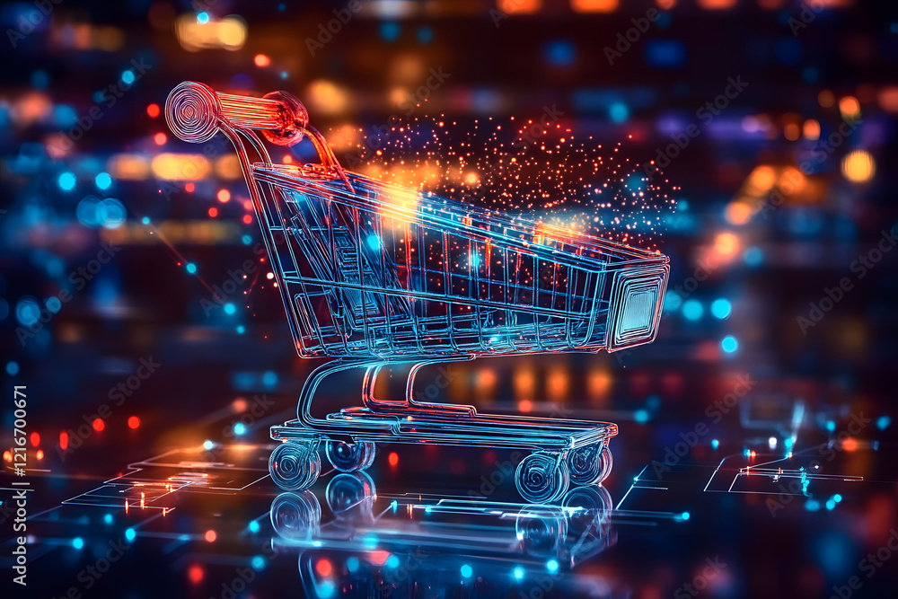 Poster ai dynamic pricing in ecommerce depicted in an abstract design where artificial intelligence adjusts